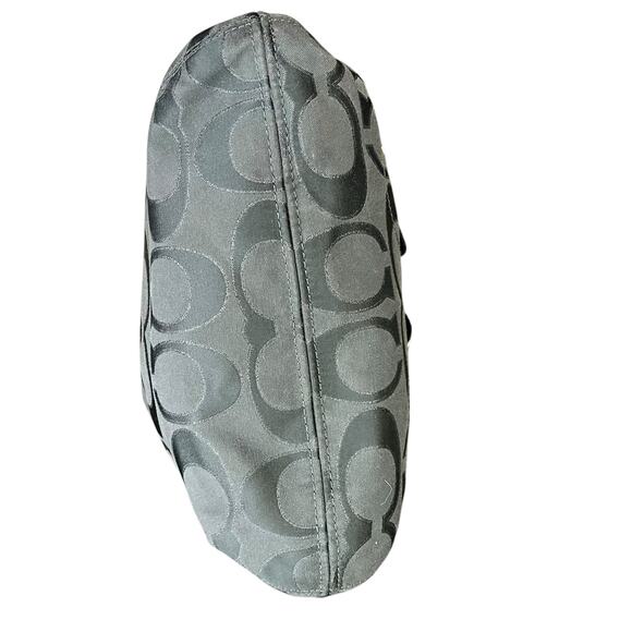 COACH Poppy Signature lurex Pocket Hobo Bag Black Gray Patent Leather 2 way - Picture 9 of 15